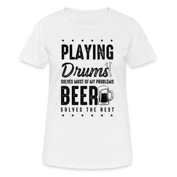 Playing Drums Solves Most Of My Problems - Funny D - Women's Breathable T-Shirt - white - Front - AI Model Female 172 dark (172cm)