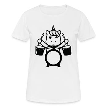 Unicorn Drummer Unicorn Drum Player - Women's Breathable T-Shirt - white - Front - AI Model Female 172 dark (172cm)