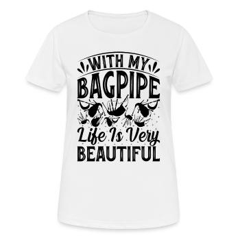 Avec ma cornemuse la vie est très belle cornemuse - B - T-shirt respirant Femme - blanc - Devant - AI Model Female 172 dark (172cm)