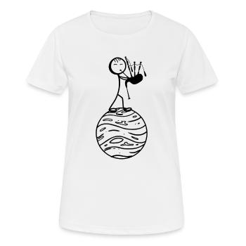 Funny Stick Figure Bagpiper - Frauen T-Shirt atmungsaktiv - Weiß - Vorne - AI Model Female 172 dark (172cm)