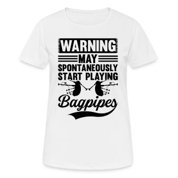 Warning May Spontaneously Start Playing Bagpipes - Women's Breathable T-Shirt - white - Front - AI Model Female 172 dark (172cm)