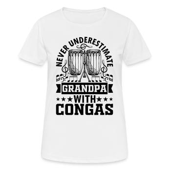 Ne sous-estimez jamais grand-père avec des congas - T-shirt respirant Femme - blanc - Devant - AI Model Female 172 dark (172cm)