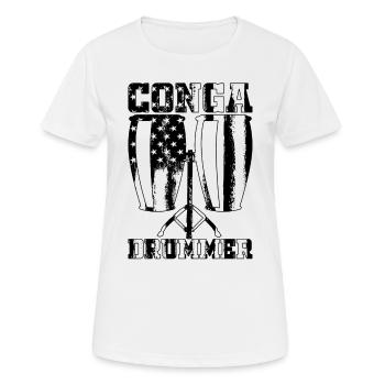 Conga Batteur US Flag Joueur de Conga Conga Instruments - T-shirt respirant Femme - blanc - Devant - AI Model Female 172 dark (172cm)
