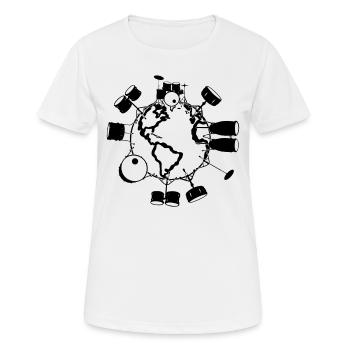 Drum Instruments Batteur Jour de la Terre Joueur de tambour - T-shirt respirant Femme - blanc - Devant - AI Model Female 172 dark (172cm)