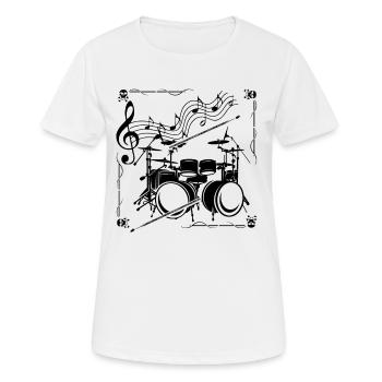 Drums Music Notes Drumming Drummer Musician Drum - Women's Breathable T-Shirt - white - Front - AI Model Female 172 dark (172cm)