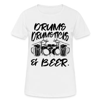 Drums, Drumsticks & Beer - Drummer Drum Instrument - Women's Breathable T-Shirt - white - Front - AI Model Female 172 dark (172cm)
