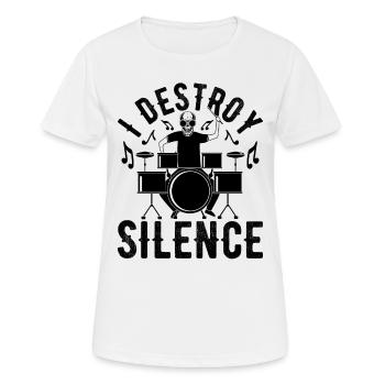 I Destroy The Silence Drums Set Drum Player - Women's Breathable T-Shirt - white - Front - AI Model Female 172 dark (172cm)