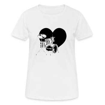 Heart Drum Set Drumming Instrument Drum Player - Women's Breathable T-Shirt - white - Front - AI Model Female 172 dark (172cm)
