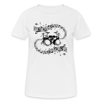 Musical Drum Set Drum Instrument Music Notes Drumm - Women's Breathable T-Shirt - white - Front - AI Model Female 172 dark (172cm)
