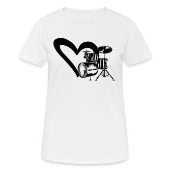 Heart Drum Set Drumming Instrument Drummer Drum Pl - Women's Breathable T-Shirt - white - Front - AI Model Female 172 dark (172cm)