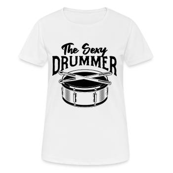Joueur de tambour Batteur Musicien - Le batteur sexy - T-shirt respirant Femme - blanc - Devant - AI Model Female 172 dark (172cm)