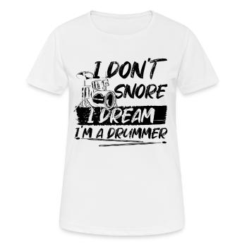 Je ne ronfle pas, je rêve que je suis batteur - Funny Drum P - T-shirt respirant Femme - blanc - Devant - AI Model Female 172 dark (172cm)