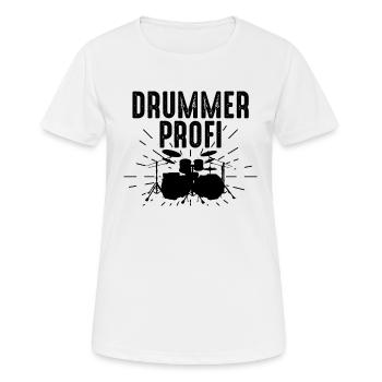 Batteur Profi Drum Player - Batteur Musicien Drumm - T-shirt respirant Femme - blanc - Devant - AI Model Female 172 dark (172cm)