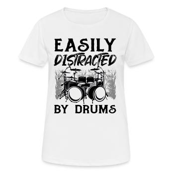 Facilement distrait par la batterie - Drummer Musician Drum - T-shirt respirant Femme - blanc - Devant - AI Model Female 172 dark (172cm)