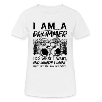 Funny Drum Player Drummer Musician - Women's Breathable T-Shirt - white - Front - AI Model Female 172 dark (172cm)