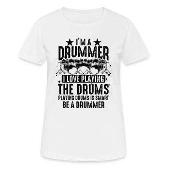 Je suis un batteur J’aime jouer de la batterie - Funny Dru - T-shirt respirant Femme - blanc - Devant - AI Model Female 172 dark (172cm)