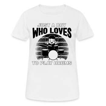 Juste un garçon qui aime jouer de la batterie - Joueur de batterie B - T-shirt respirant Femme - blanc - Devant - AI Model Female 172 dark (172cm)