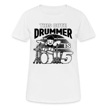 This Cute Drummer Is 5 Years Old - Birthday Drumme - Women's Breathable T-Shirt - white - Front - AI Model Female 172 dark (172cm)