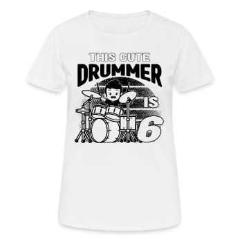 This Cute Drummer Is 6 Years Old - Birthday Drumme - Women's Breathable T-Shirt - white - Front - AI Model Female 172 dark (172cm)