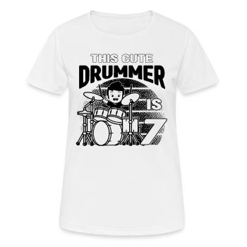 Ce joli batteur a 7 ans - Birthday Drumme - T-shirt respirant Femme - blanc - Devant - AI Model Female 172 dark (172cm)