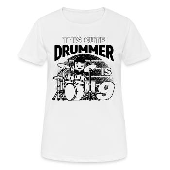 This Cute Drummer Is 9 Years Old - Birthday Drumme - Women's Breathable T-Shirt - white - Front - AI Model Female 172 dark (172cm)
