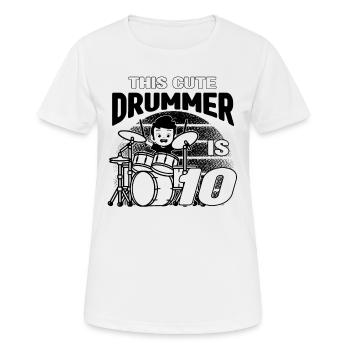 This Cute Drummer Is 10 Years Old - Birthday Drumm - Women's Breathable T-Shirt - white - Front - AI Model Female 172 dark (172cm)