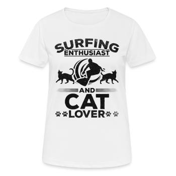 Surfing Enthusiast And Cat Lover - Water Surfer - Women's Breathable T-Shirt - white - Front - AI Model Female 172 dark (172cm)