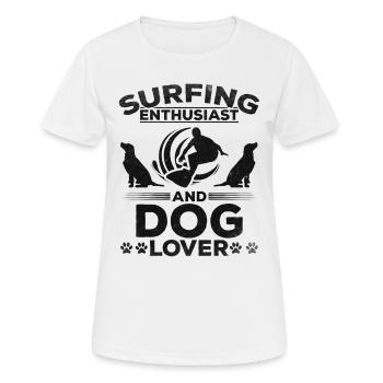 Surfing Enthusiast And Dog Lover - Water Surfer - Women's Breathable T-Shirt - white - Front - AI Model Female 172 dark (172cm)