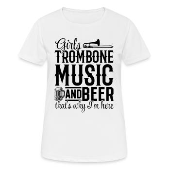 Musique de trombone et bière pour filles C’est pourquoi je suis ici - T-shirt respirant Femme - blanc - Devant - AI Model Female 172 dark (172cm)