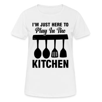 I'm Just Here To Play In The Kitchen Chef Cooking - Women's Breathable T-Shirt - white - Front - AI Model Female 172 dark (172cm)
