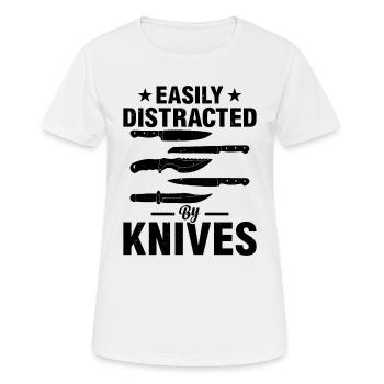 Facilement distrait par les couteaux Chefs Outils Chefs Cuisinier - T-shirt respirant Femme - blanc - Devant - AI Model Female 172 dark (172cm)