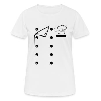 Chef Costume Culinary Chef Restaurant Chef - Frauen T-Shirt atmungsaktiv - Weiß - Vorne - AI Model Female 172 dark (172cm)