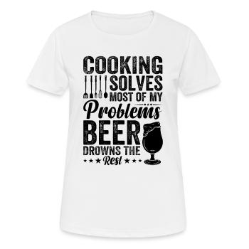 La cuisine résout la plupart de mes problèmes La bière noie le - T-shirt respirant Femme - blanc - Devant - AI Model Female 172 dark (172cm)