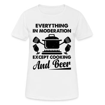 Tout avec modération sauf la cuisine et la bière - T-shirt respirant Femme - blanc - Devant - AI Model Female 172 dark (172cm)