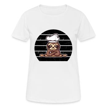 Sloth Cook Chef Hat Food & Sloth Lover Kitchen Che - Women's Breathable T-Shirt - white - Front - AI Model Female 172 dark (172cm)