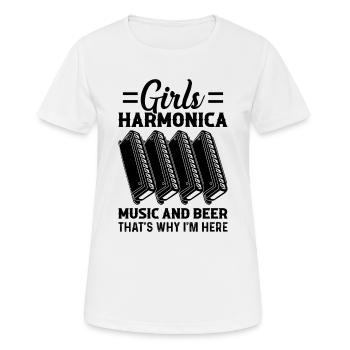 Musique d’harmonica et bière pour filles C’est pourquoi je suis ici - T-shirt respirant Femme - blanc - Devant - AI Model Female 172 dark (172cm)