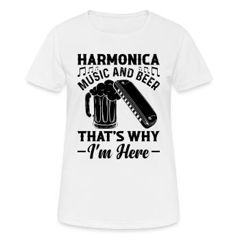 Harmonica Music And Beer That's Why Im Here Harmon - Frauen T-Shirt atmungsaktiv - Weiß - Vorne - AI Model Female 172 dark (172cm)