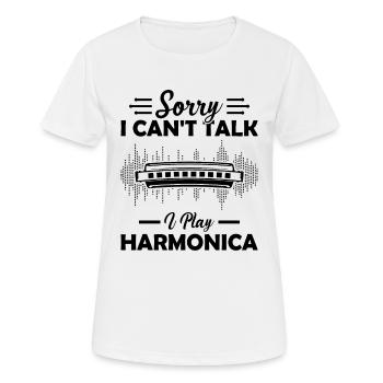 Sorry I Cant Talk I Play Harmonica Harmonica Lover - Frauen T-Shirt atmungsaktiv - Weiß - Vorne - AI Model Female 172 dark (172cm)