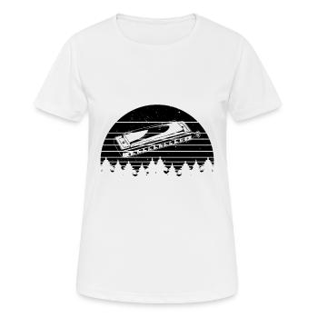 Rétro avec un harmonica Harmonica jouer Orgue à bouche - T-shirt respirant Femme - blanc - Devant - AI Model Female 172 dark (172cm)