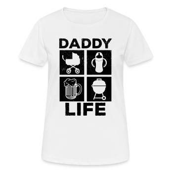 Daddy Life - Grillades de bière pour bébé Première fête des pères - T-shirt respirant Femme - blanc - Devant - AI Model Female 172 dark (172cm)