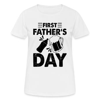 First Father's Day - Baby Bottle And Beer First Fa - Women's Breathable T-Shirt - white - Front - AI Model Female 172 dark (172cm)