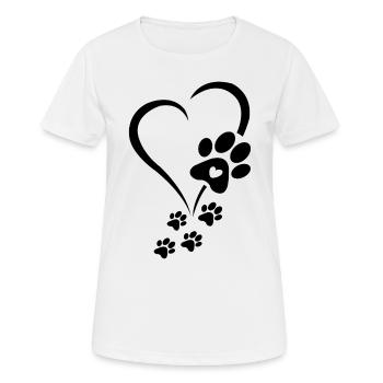 Patte de chien Cœur de bébé chiens - Pattes de chien Cœurs Patte de chien - T-shirt respirant Femme - blanc - Devant - AI Model Female 172 dark (172cm)