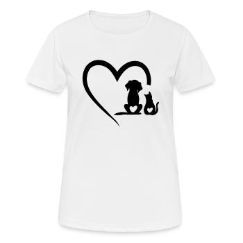 Dog Puppy and Baby Cat Heart - Animal Dog & Cat He - Frauen T-Shirt atmungsaktiv - Weiß - Vorne - AI Model Female 172 dark (172cm)