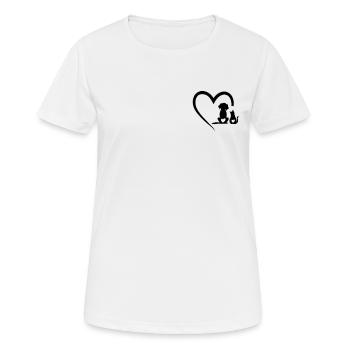 Animal Dog & Cat Heart - Dog Puppy and Baby Cat He - Frauen T-Shirt atmungsaktiv - Weiß - Vorne - AI Model Female 172 dark (172cm)