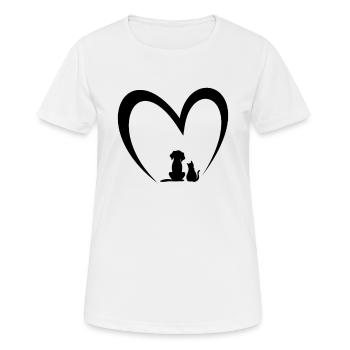 Dog & Cat Heart Dog Puppy & Baby Cat Puppy - Frauen T-Shirt atmungsaktiv - Weiß - Vorne - AI Model Female 172 dark (172cm)
