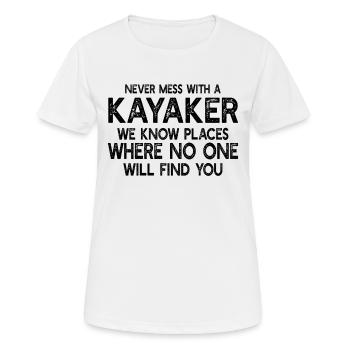 Kayak drôle - Ne jouez jamais avec un kayakiste - T-shirt respirant Femme - blanc - Devant - AI Model Female 172 dark (172cm)