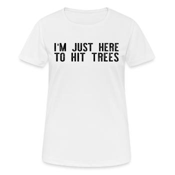 Je suis juste là pour frapper des arbres - Funny Disc Golf Frisb - T-shirt respirant Femme - blanc - Devant - AI Model Female 172 dark (172cm)