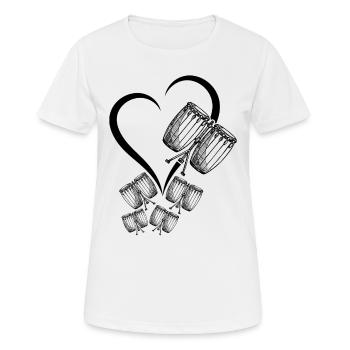 Congas Heart Conga Drums Instruments Conga Musicia - Women's Breathable T-Shirt - white - Front - AI Model Female 172 dark (172cm)