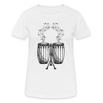 Notes de musique Conga Joueur de conga Congas Musicien Con - T-shirt respirant Femme - blanc - Devant - AI Model Female 172 dark (172cm)