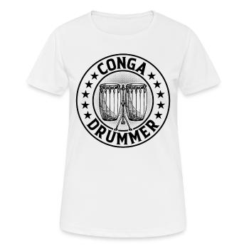 Batteur de Conga - T-shirt respirant Femme - blanc - Devant - AI Model Female 172 dark (172cm)